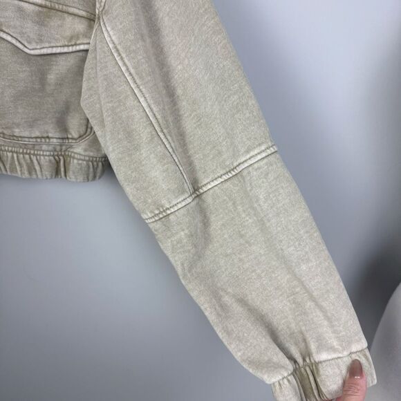 URBAN OUTFITTERS | Yogi Cropped Zip Fleece Hoodie Acid Wash Green Women’s Size M - Picture 7 of 11